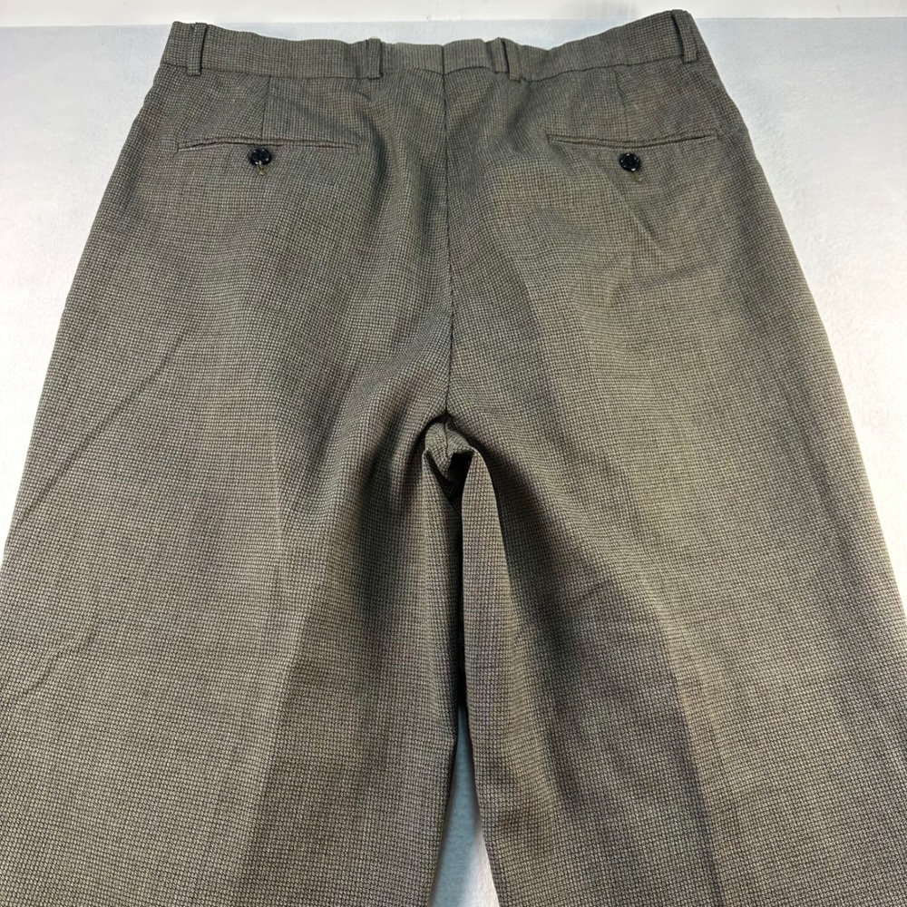 Louis Raphael Mens Brown Micro Houndstooth Pleated Cuffed Dress Pants 32x32 - Picture 7 of 9